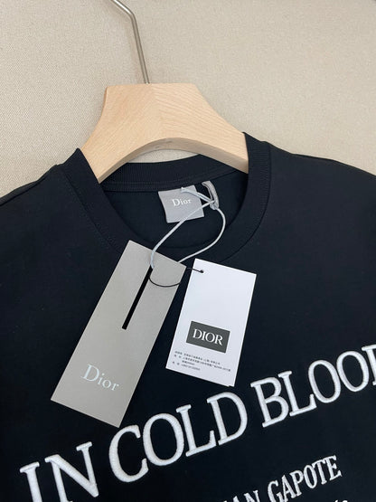 Dior T-Shirt with Book Cover Embroidery and Print "Black and White Cotton Jersey"