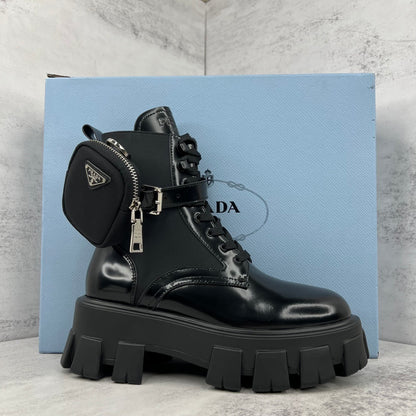 Prada Monolith Leather Boots "Black"