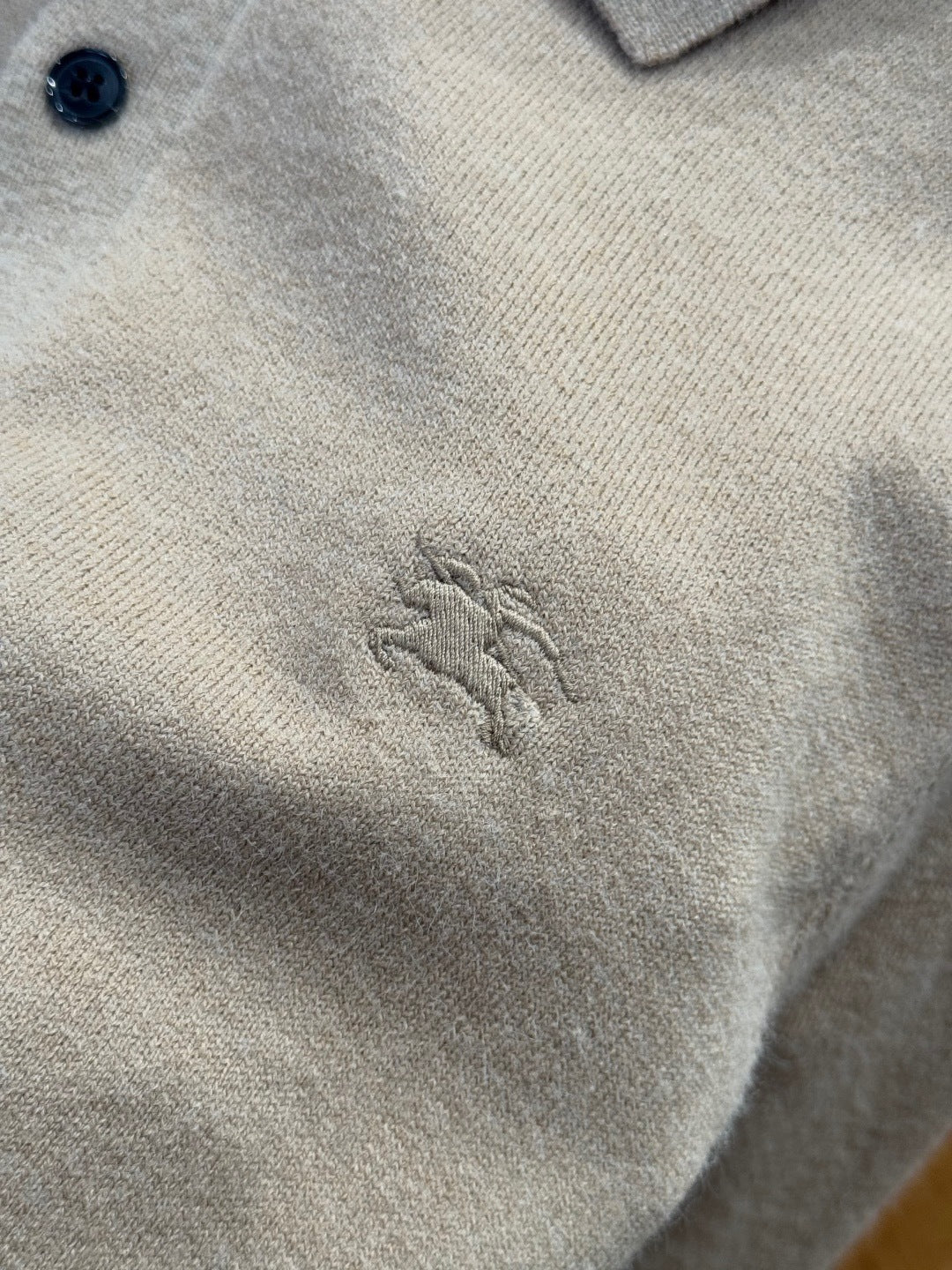 Burberry Long-sleeve Cashmere Blend Polo Shirt "Flax Beige"