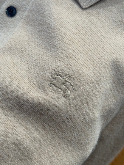 Burberry Long-sleeve Cashmere Blend Polo Shirt "Flax Beige"