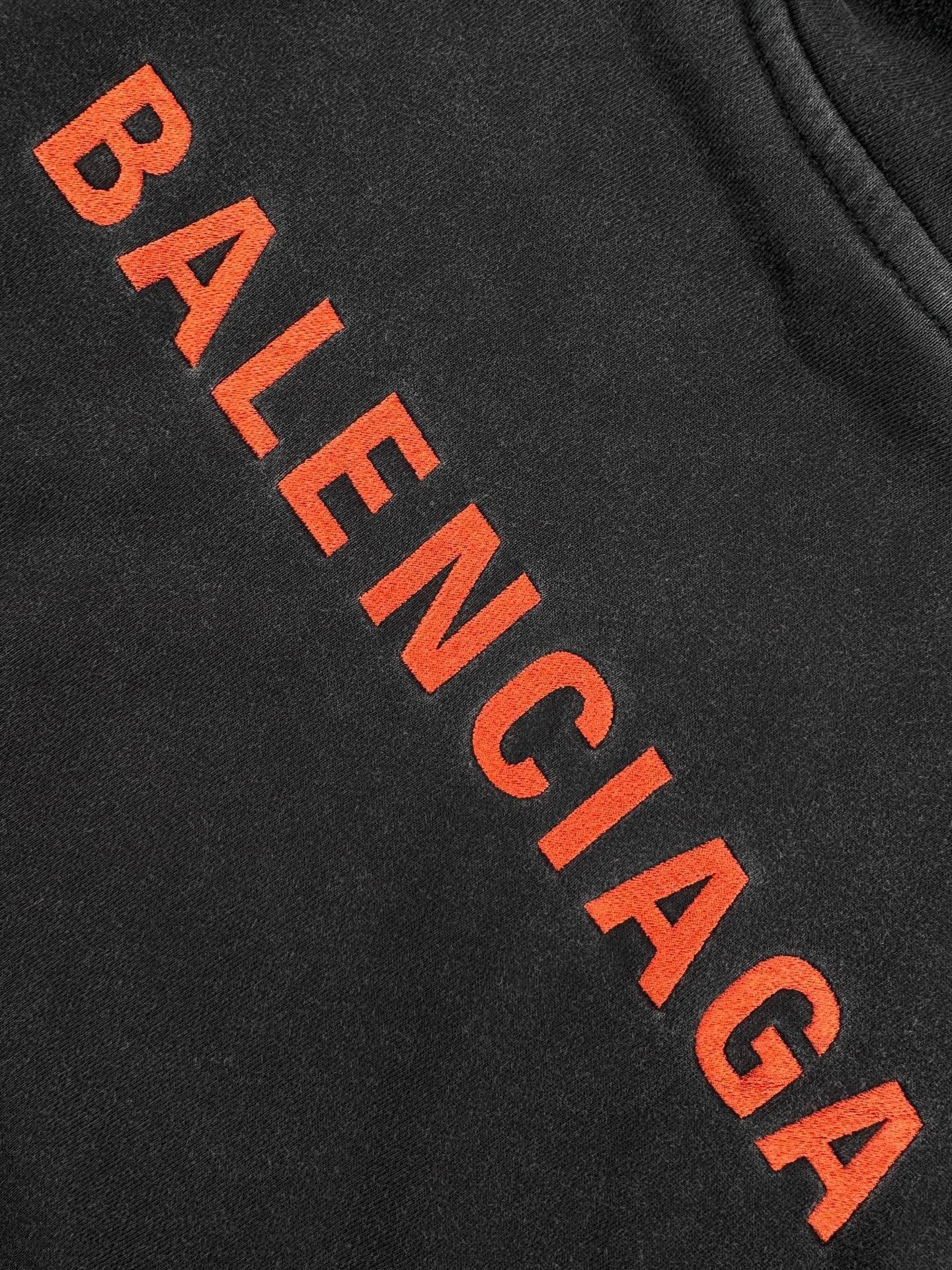 Balenciaga Logo Embroidered Hoodie "Faded Black-Red"