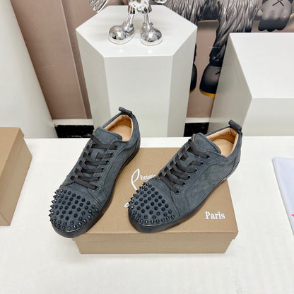 Christian Louboutin Louis Junior Spikes Orlato Veau Velours "Grey"