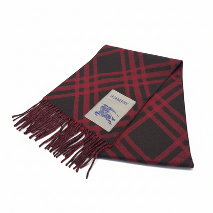 Burberry Check Cashmere Scarf "Red-Black"