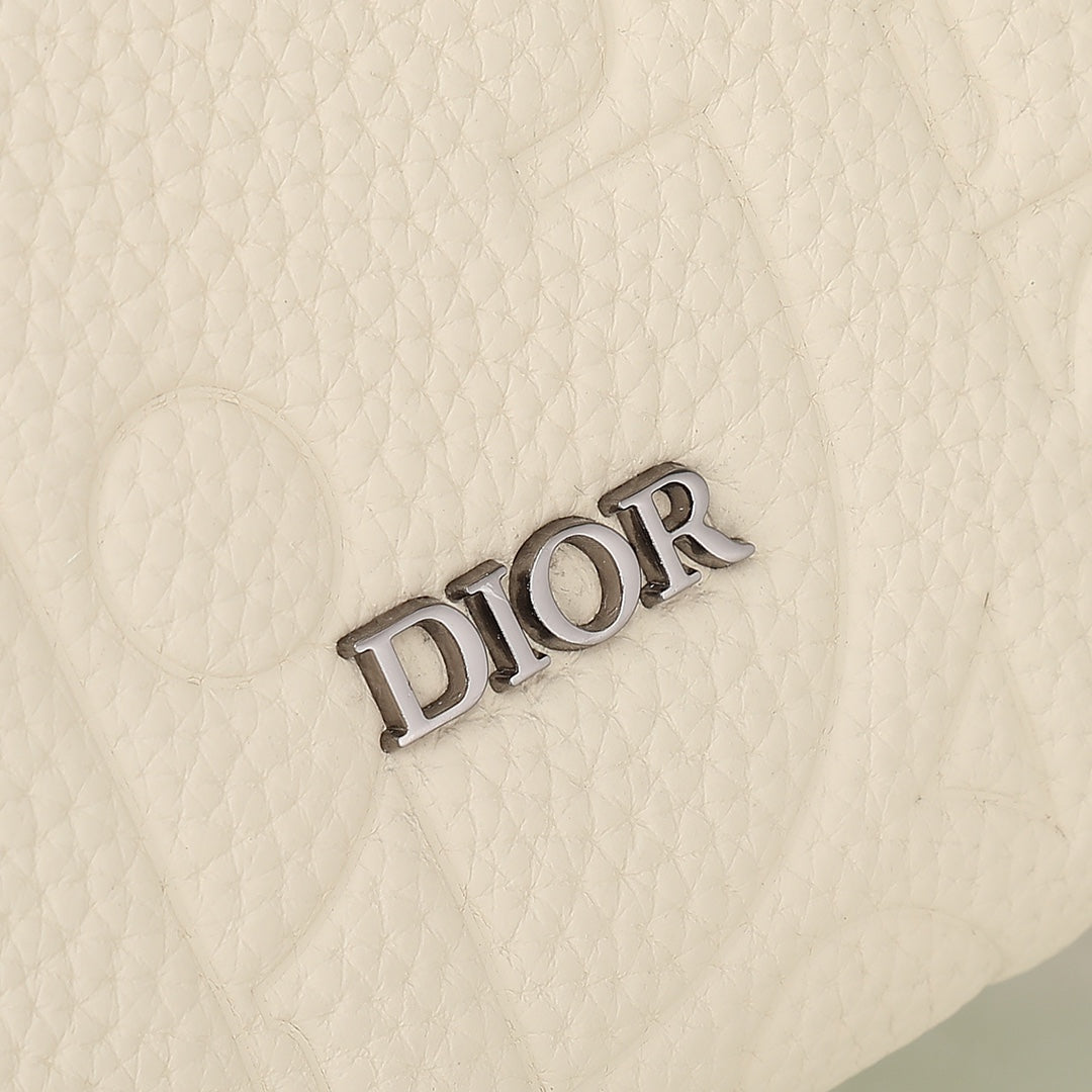 Dior Rider Zip Messenger Bag "White Dior Gravity Grain Leather & Grained Calfskin"