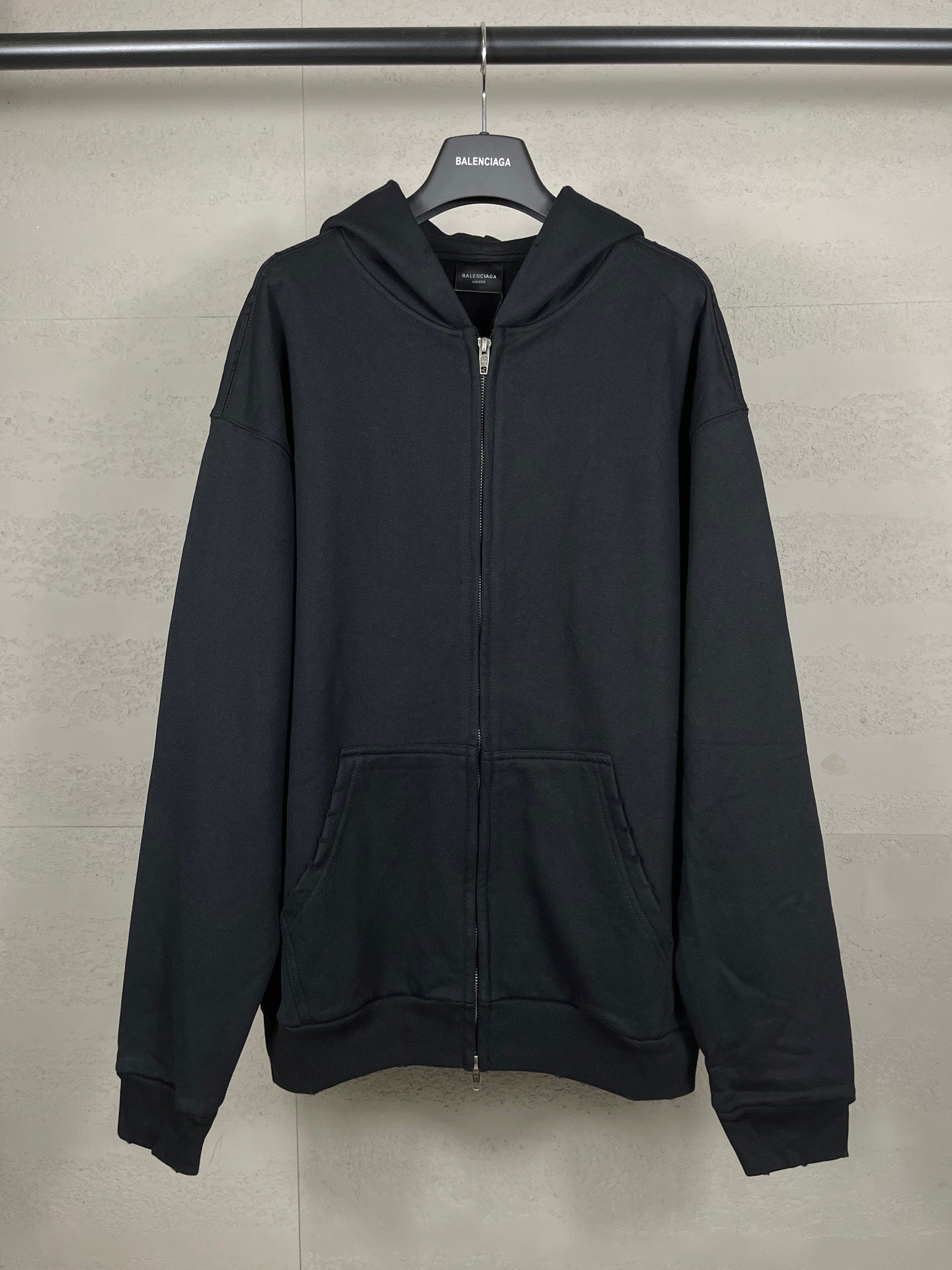 Balenicaga Back Paint Logo Zip-up Hoodie "Black"