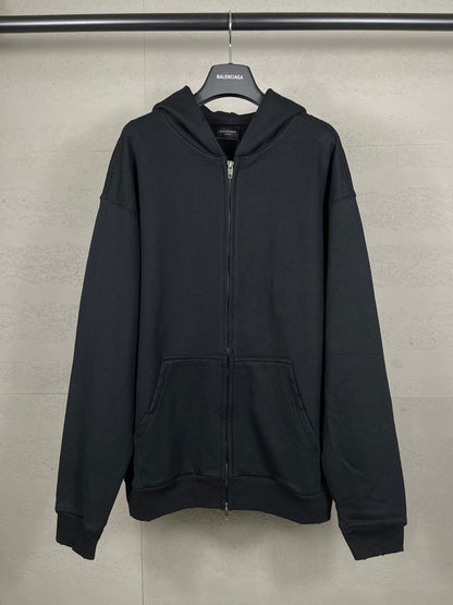 Balenicaga Back Paint Logo Zip-up Hoodie "Black"