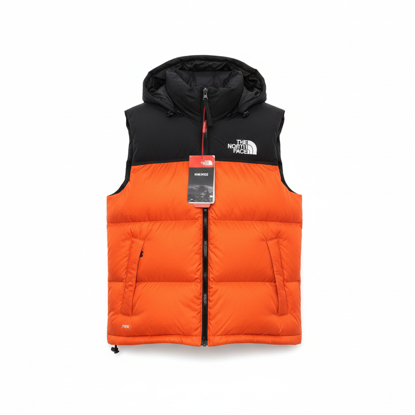 The North Face Nuptse 700 Down Vest "Orange-Black"