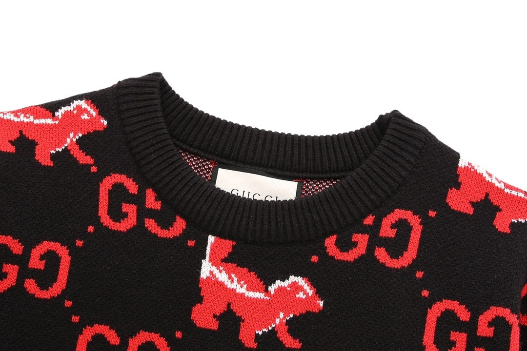 Gucci GG and Skunk Sweater "Black-Red"