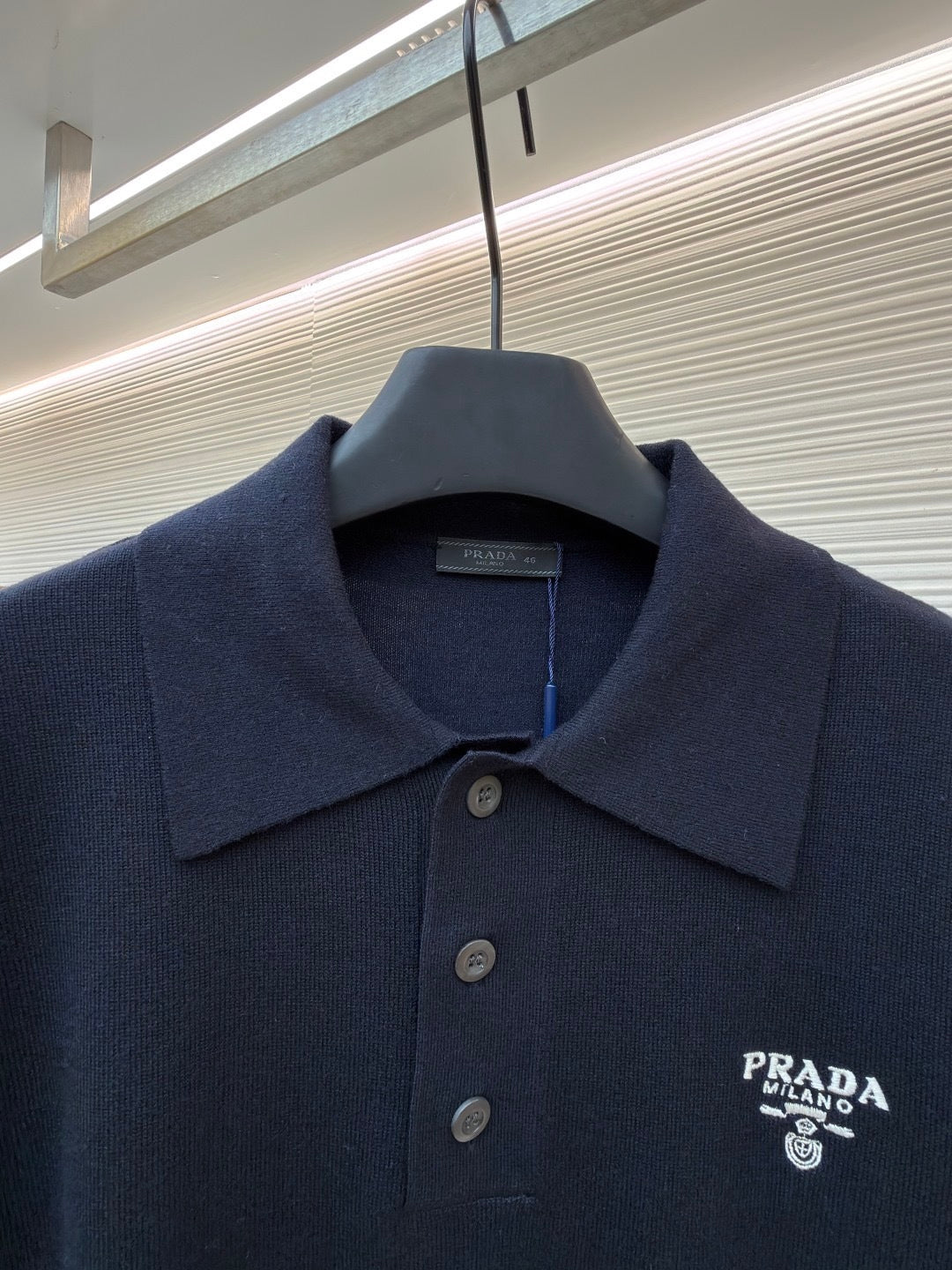 Prada Superfine Wool Polo T-Shirt "Black"