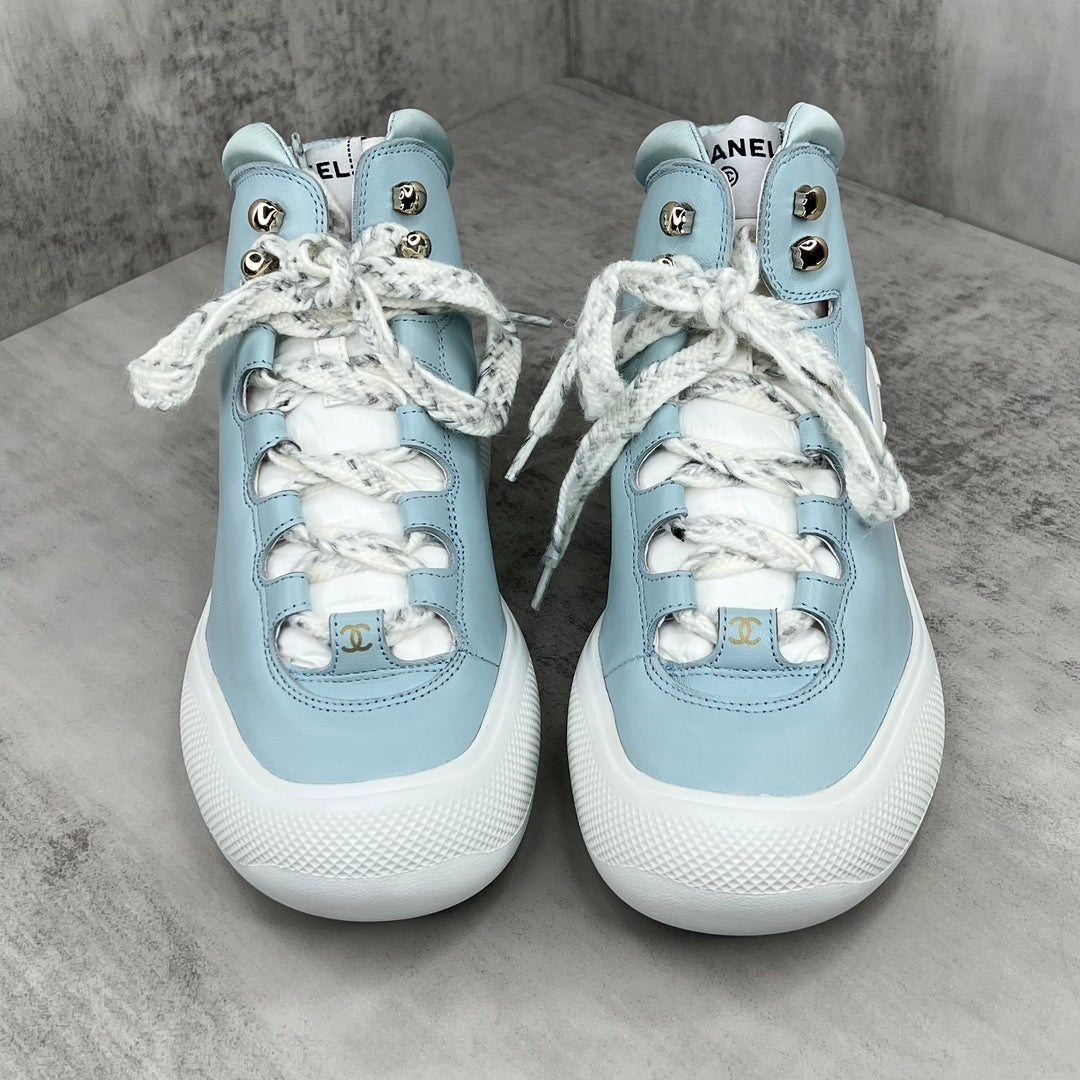 Chanel Leather Snow Boots "Blue"