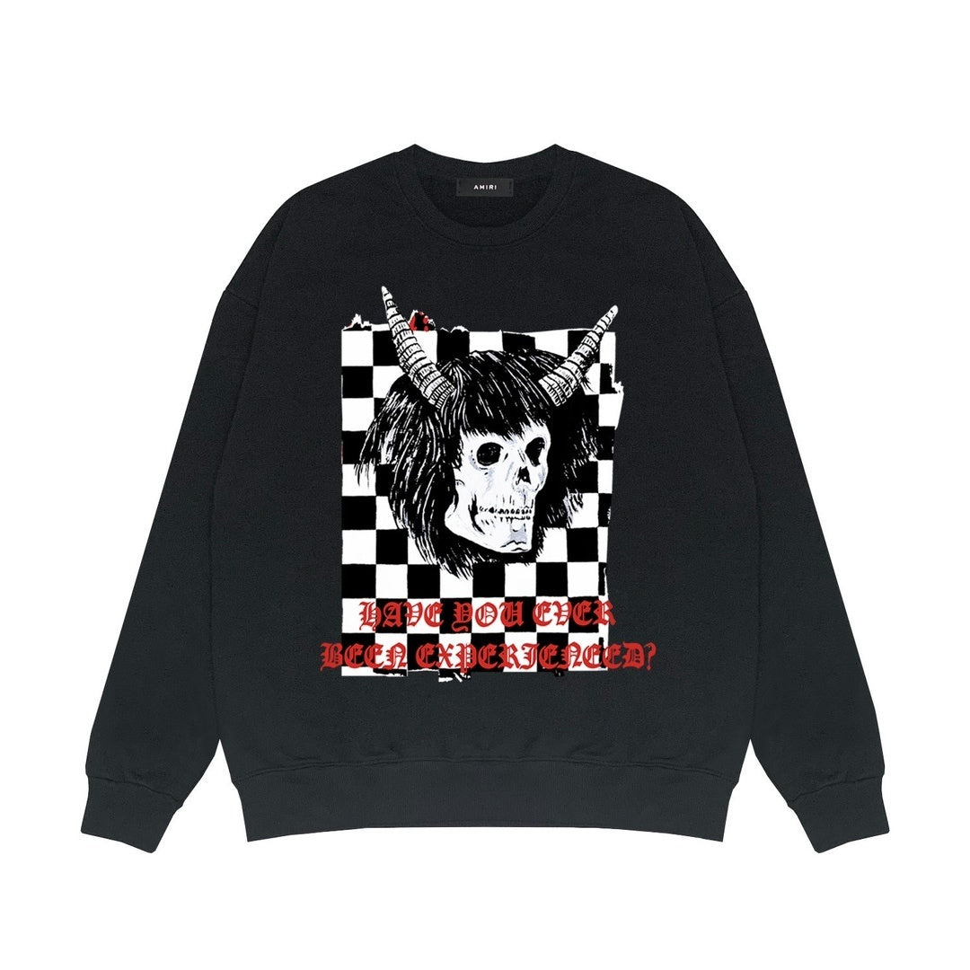 Amiri x Wes Lang Checker Skull Sweatshirt "Black"