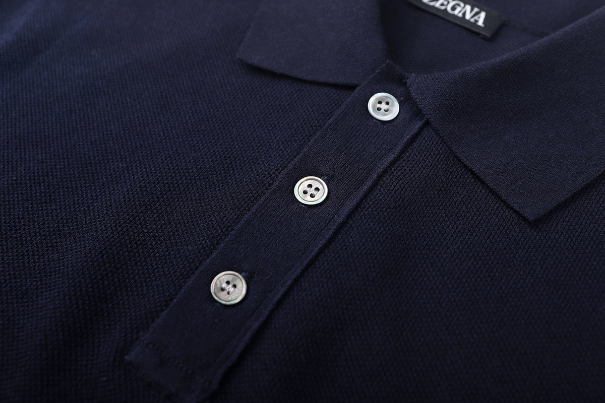 Zegna Cotton Polo Shirt "Navy Blue"