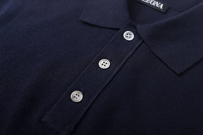 Zegna Cotton Polo Shirt "Navy Blue"