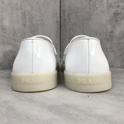 Prada Triangle-Logo Leather Loafer "White"