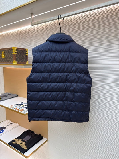 Miu Miu Technical Pongé Down Vest "Navy"