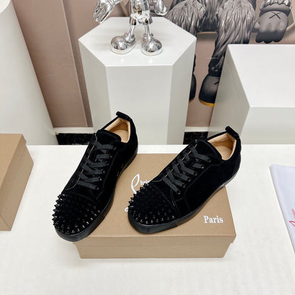 Christian Louboutin Louis Junior Spikes Orlato Veau Velours "Black"