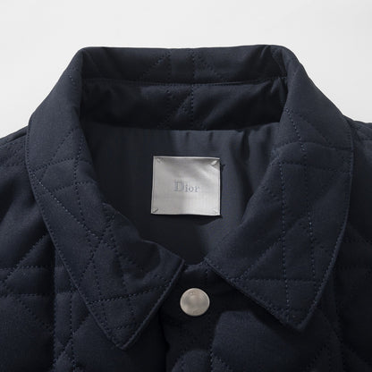 Dior Cannage Overshirt with Leather Dior Patch "Navy Blue Cotton"
