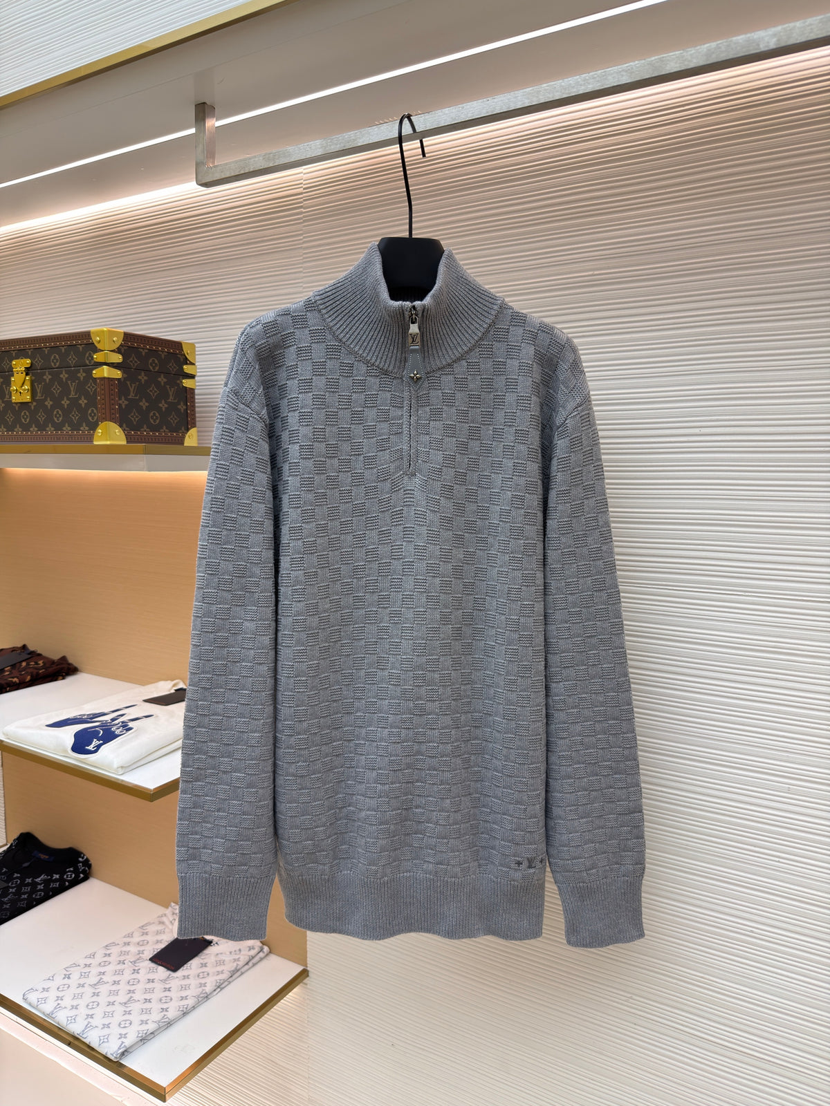 Louis Vuitton Cashmere-Wool Blend Half-Zip Pullover "Gray"