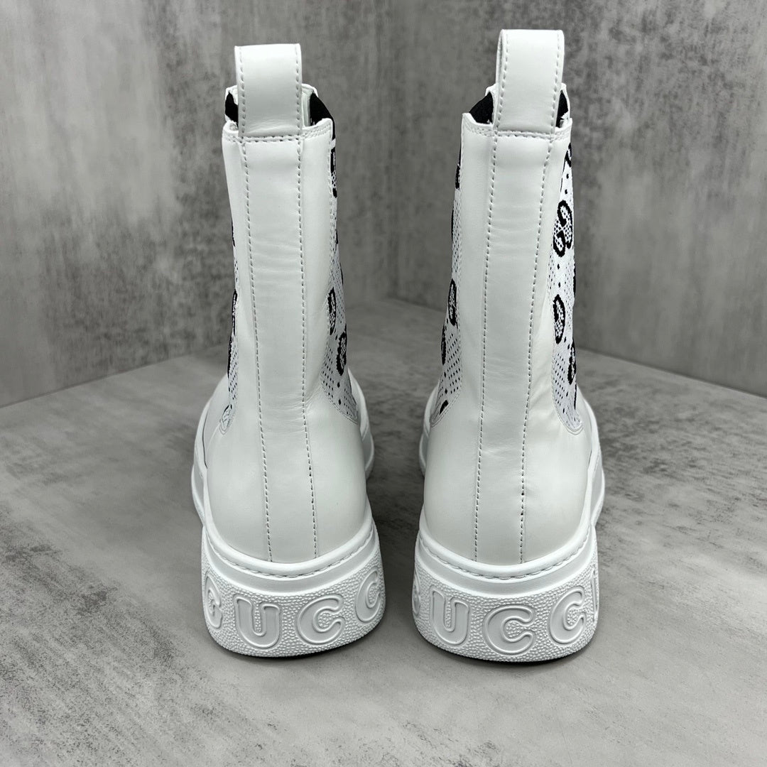 Gucci Leather Chelsea Boots "White"