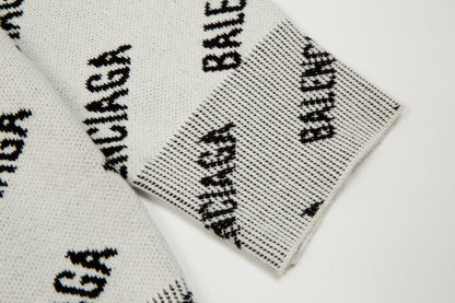 Balenciaga All-Over Logo Sweater "Beige-Black"