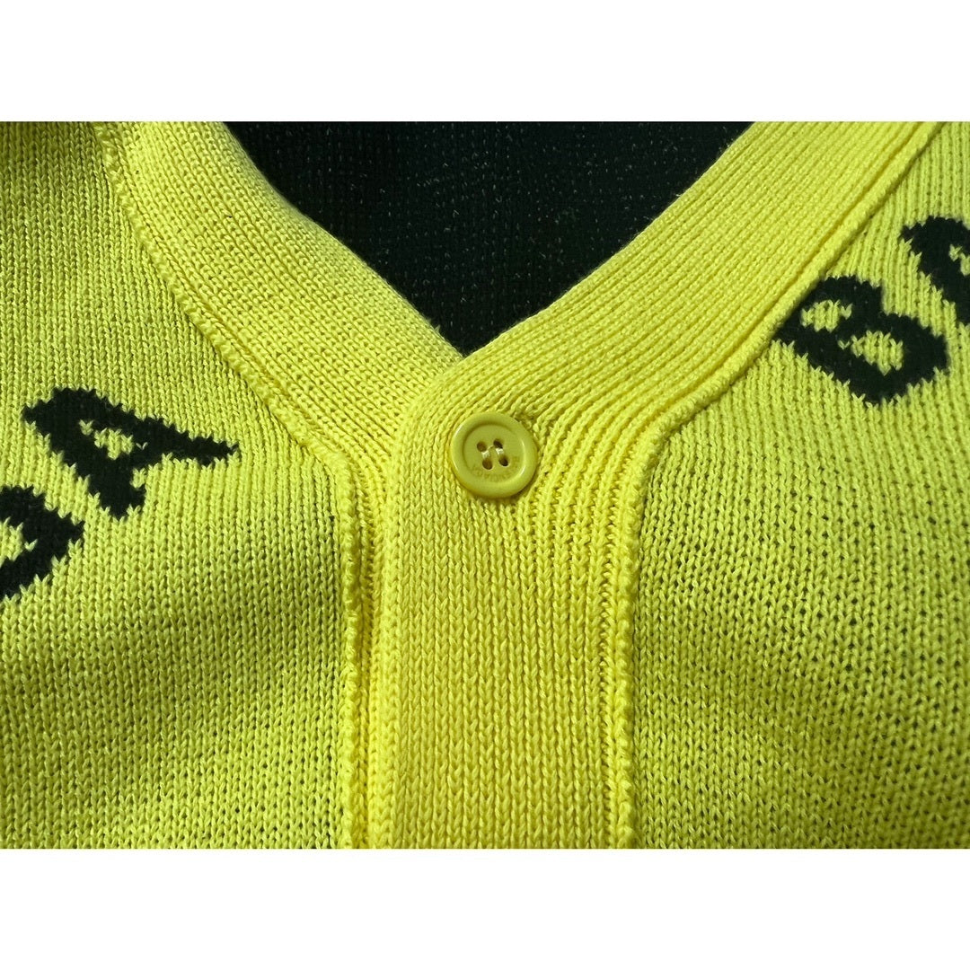 Balenciaga All-Over Logo Cardigan "Yellow-Black"