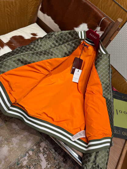 Gucci Cotton Jacquard Bomber Jacket With GG Shadow "Green"