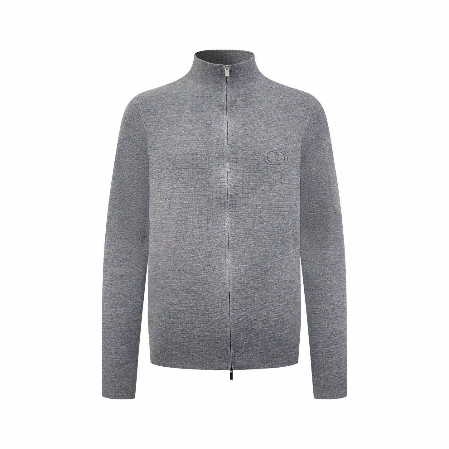 Dior CD Icon Zipped Sweater "Gray Virgin Wool Punto Milano Knit"