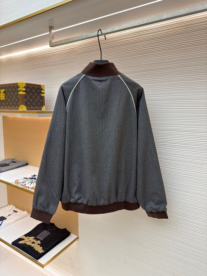 Miu Miu Pinstriped Zip-up Blouson Jacket "Grey"