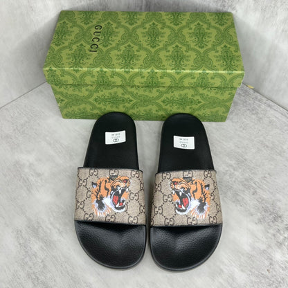 Gucci Tiger Slides "Black-Beige"