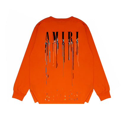 Amiri Paint Drip Core Logo Print Sweatshirt "Orange-Black"