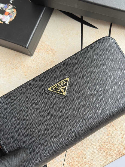 Prada Large Saffiano Leather Wallet "Black"