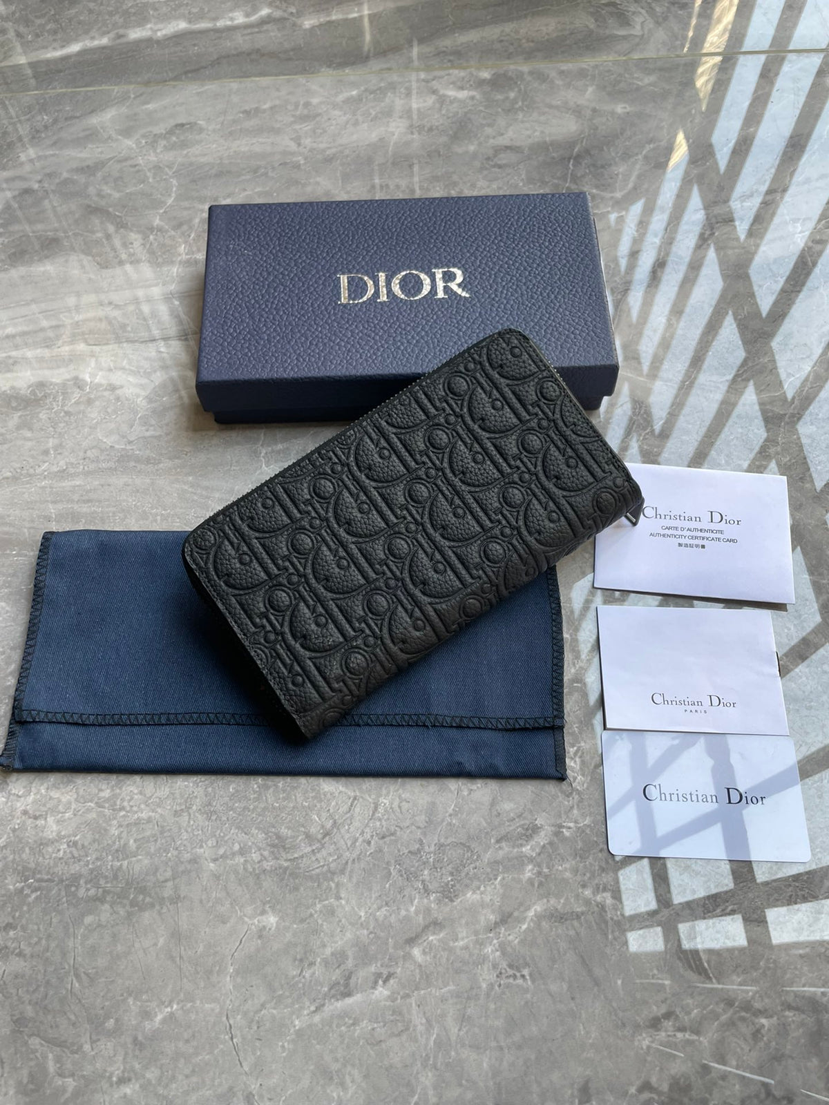 Dior Zipped Long Wallet "Black Dior Gravity Leather"