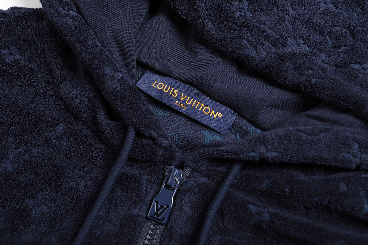 Louis Vuitton Monogram French Terry Zip-Through Hoodie "Dark Navy"