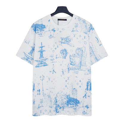 Louis Vuitton Pique Print T-Shirt "White-Blue"