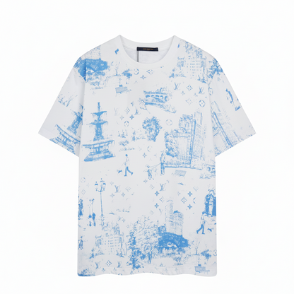 Louis Vuitton Pique Print T-Shirt "White-Blue"