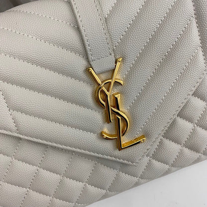 Saint Laurent Envlope Medium in Quilted Grain De Poudre Embossed Leather