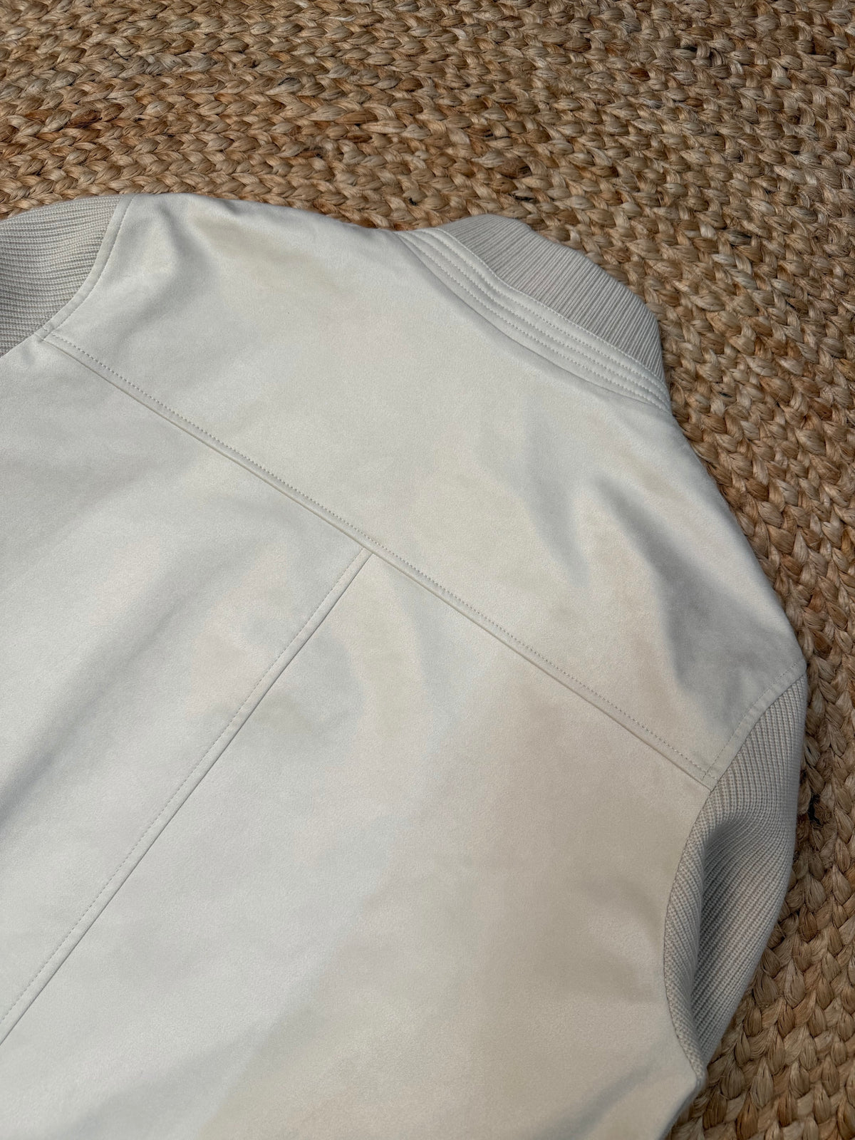 Brunello Cucinelli Suede and Wool Knit Bomber Jacket "Ivory"