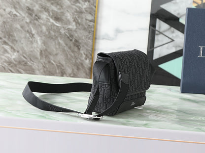 Dior Jett Mini Messenger Bag with Flap "Dior Oblique in Black Jacquard"