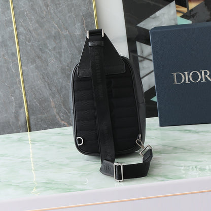 Dior Rider Sling Bag "Beige and Black Dior Oblique Jacquard with Black Grained Calfskin"