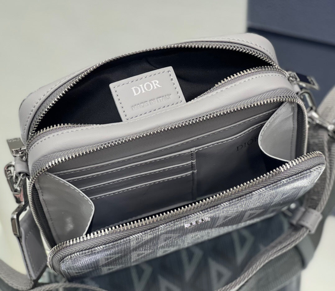 Dior CD Diamond Zipped Pouch with Strap