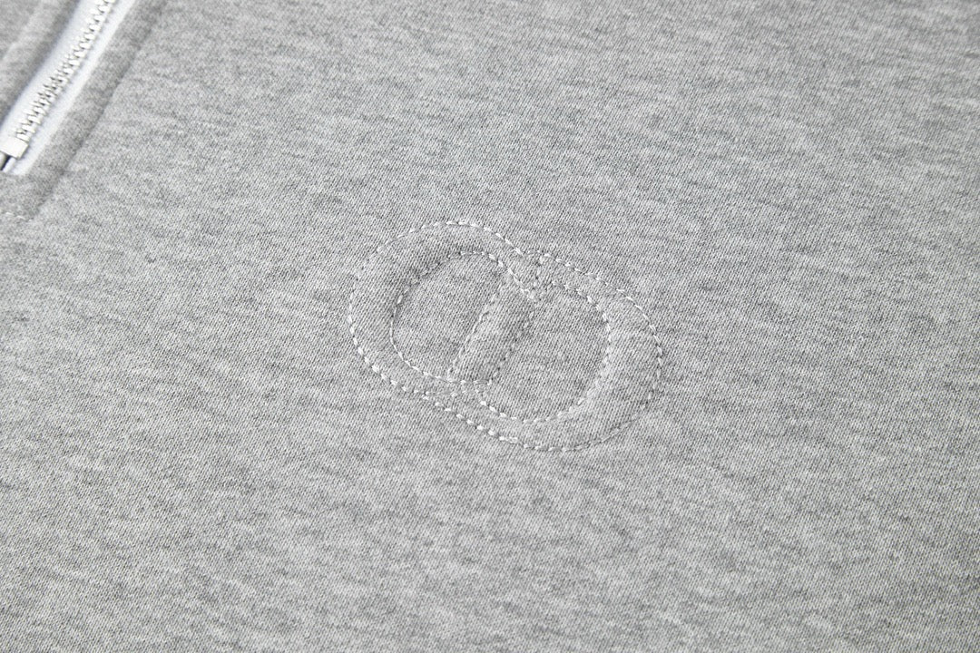 Dior CD Icon Half-Zip Sweatshirt "Gray Cotton Fleece"
