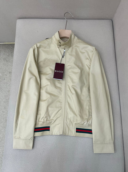 Gucci Cotton Twill Zip Jacket with Web "Sand"