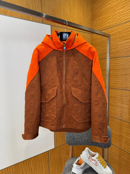 Louis Vuitton Monogram Hooded Denim Jacket "Brown-Orange"