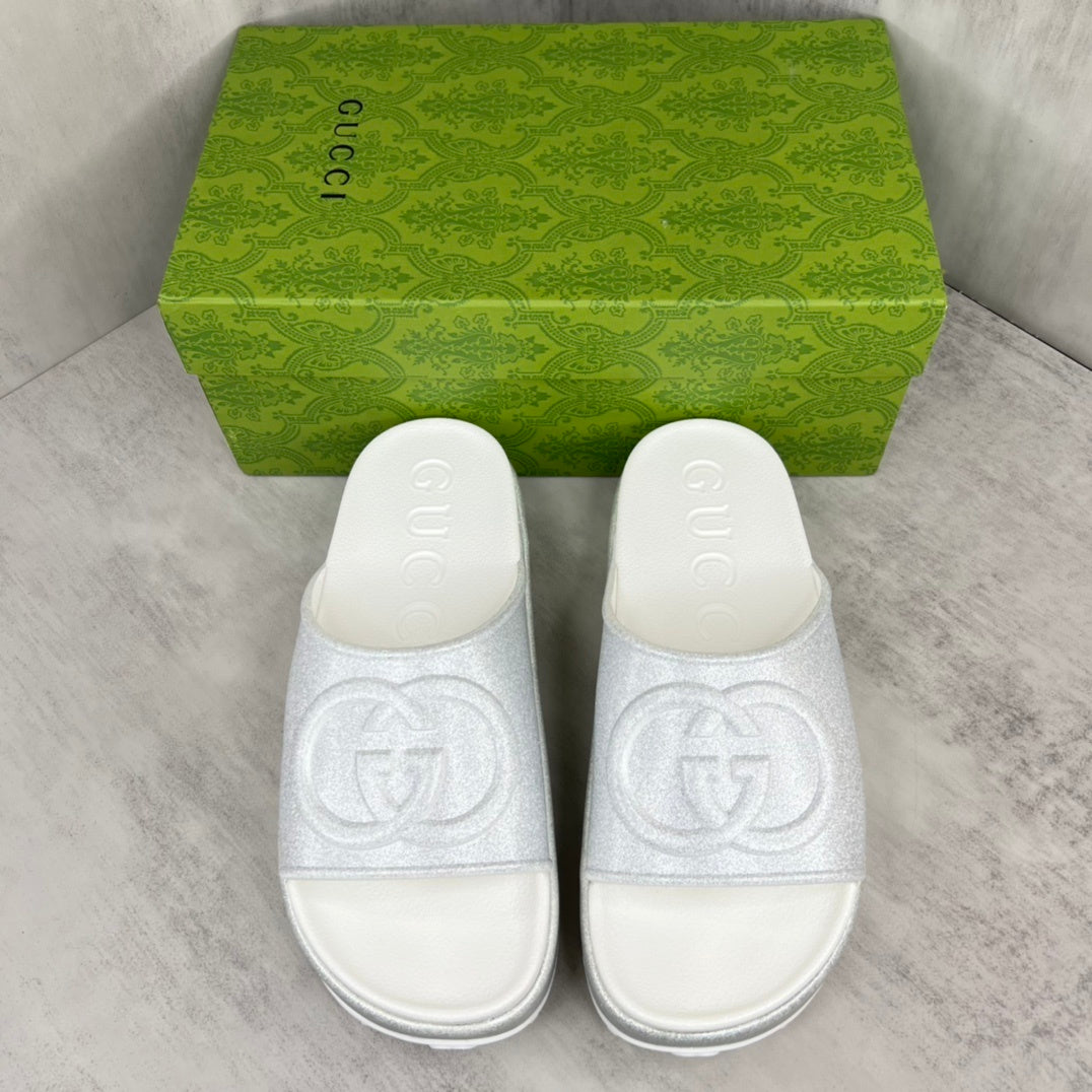 Gucci Slides "White-Silver"