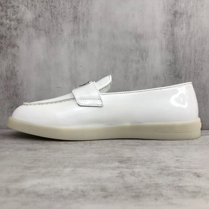 Prada Triangle-Logo Leather Loafer "White"