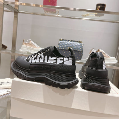 Alexander McQueen Tread Slick Low "Black-White Graffiti Logo"