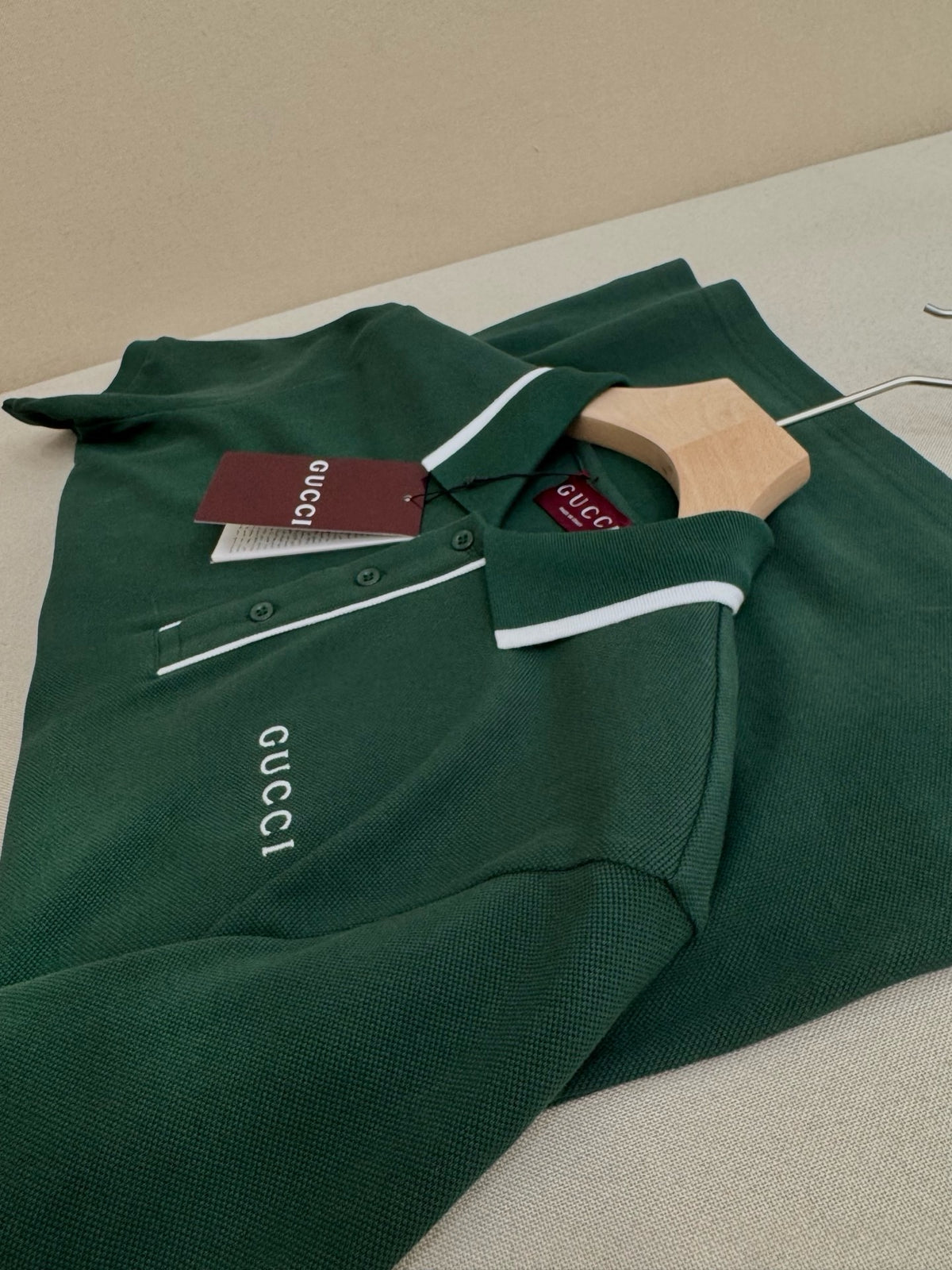 Gucci Cotton Piquet Polo T-Shirt with Embroidery "Green"