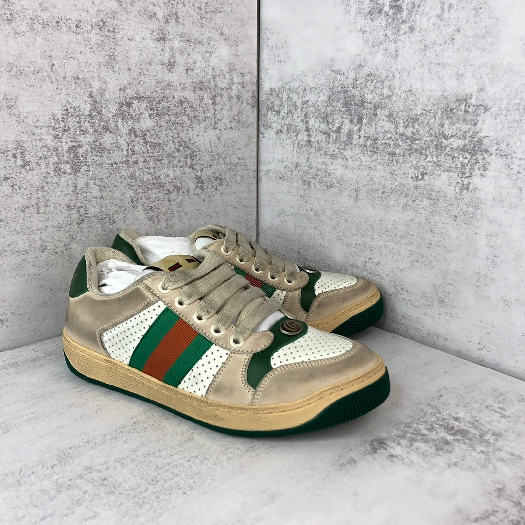 Gucci Screener "Distressed Beige-Green-White"
