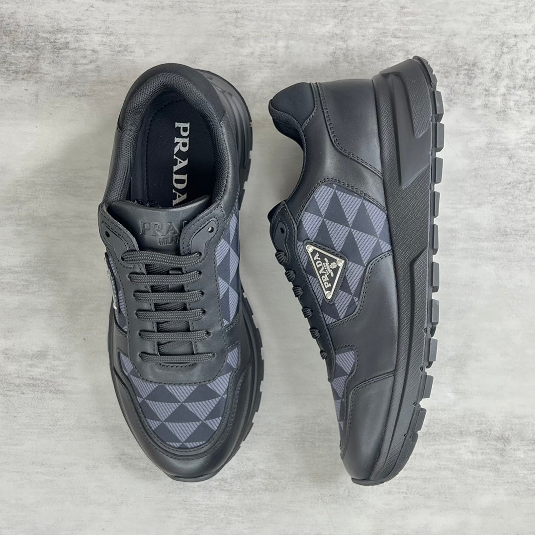 Prada Leather and Re-Nylon Sneakers "Black"