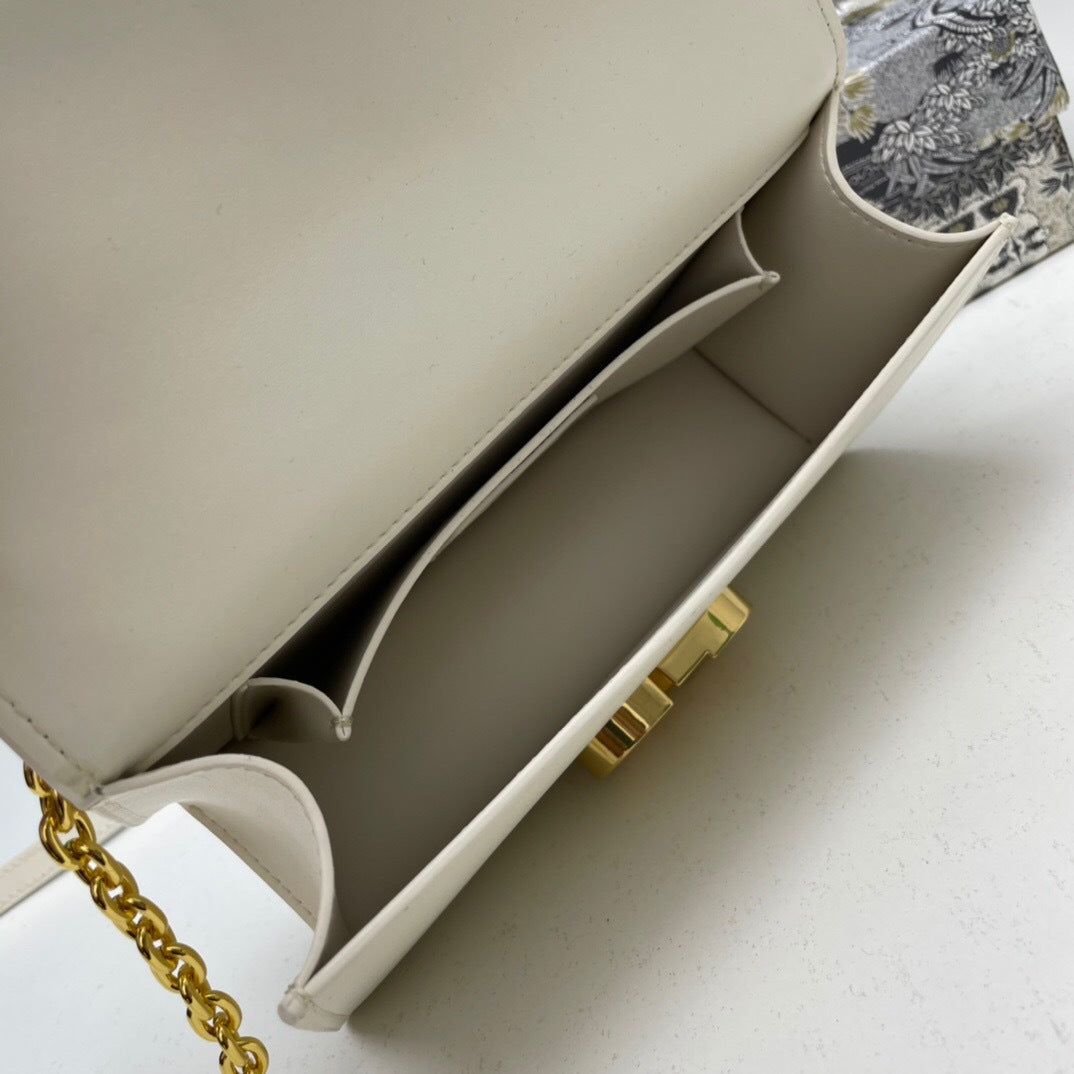 Dior 30 Montaigne East-West Bag with Chain "Latte Calfskin"